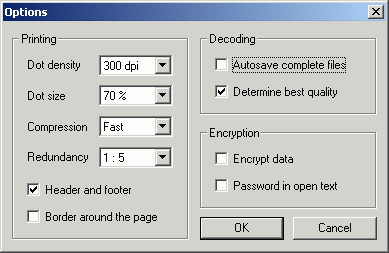 Options dialog