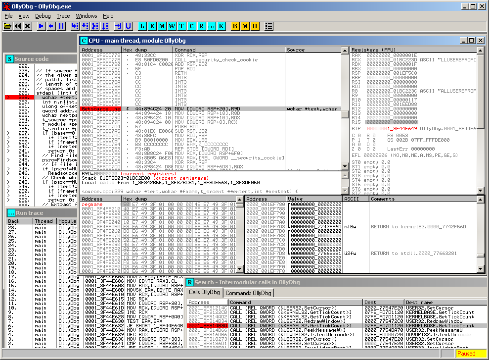OllyDbg screenshot OllyDbg screenshot